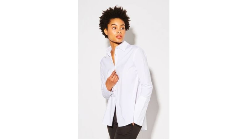 Office Business Smart Casual Wear Ladies Womens 3/4 Sleeve Poplin Shirt Blouse